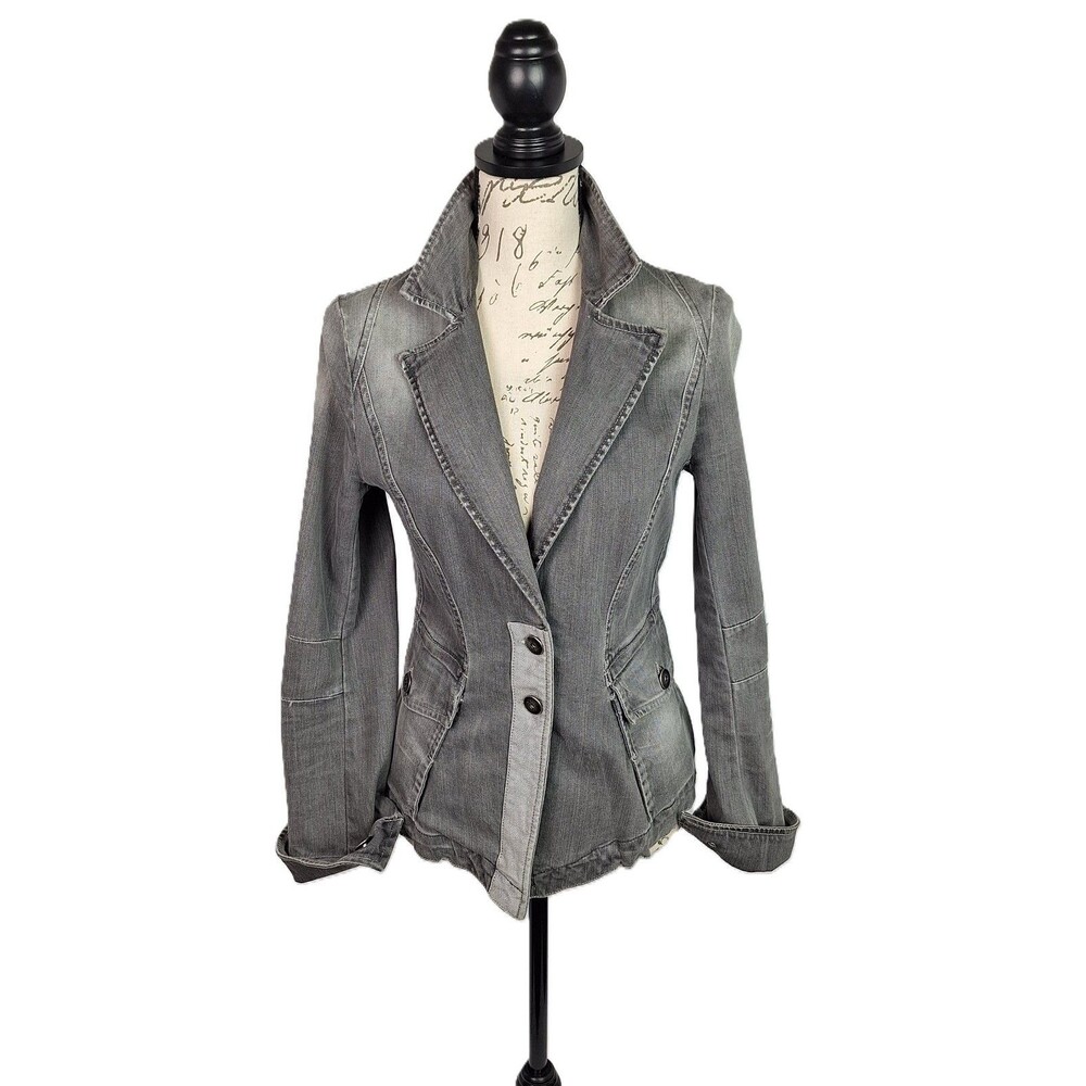 VGT 90s Weekend Max Mara Sports Max Code Jacket Distressed Denim Gary   Sz S